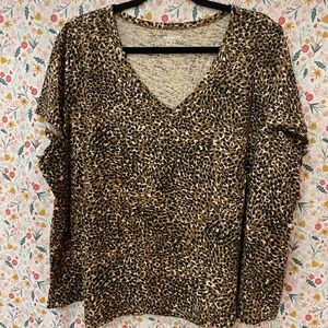 EUC Leopard Print V-Neck Ladies Top